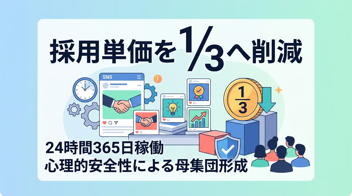 SNS運用を通じて営業職の採用単価を3分の1に削減する「採用資産化」の仕組みとは？