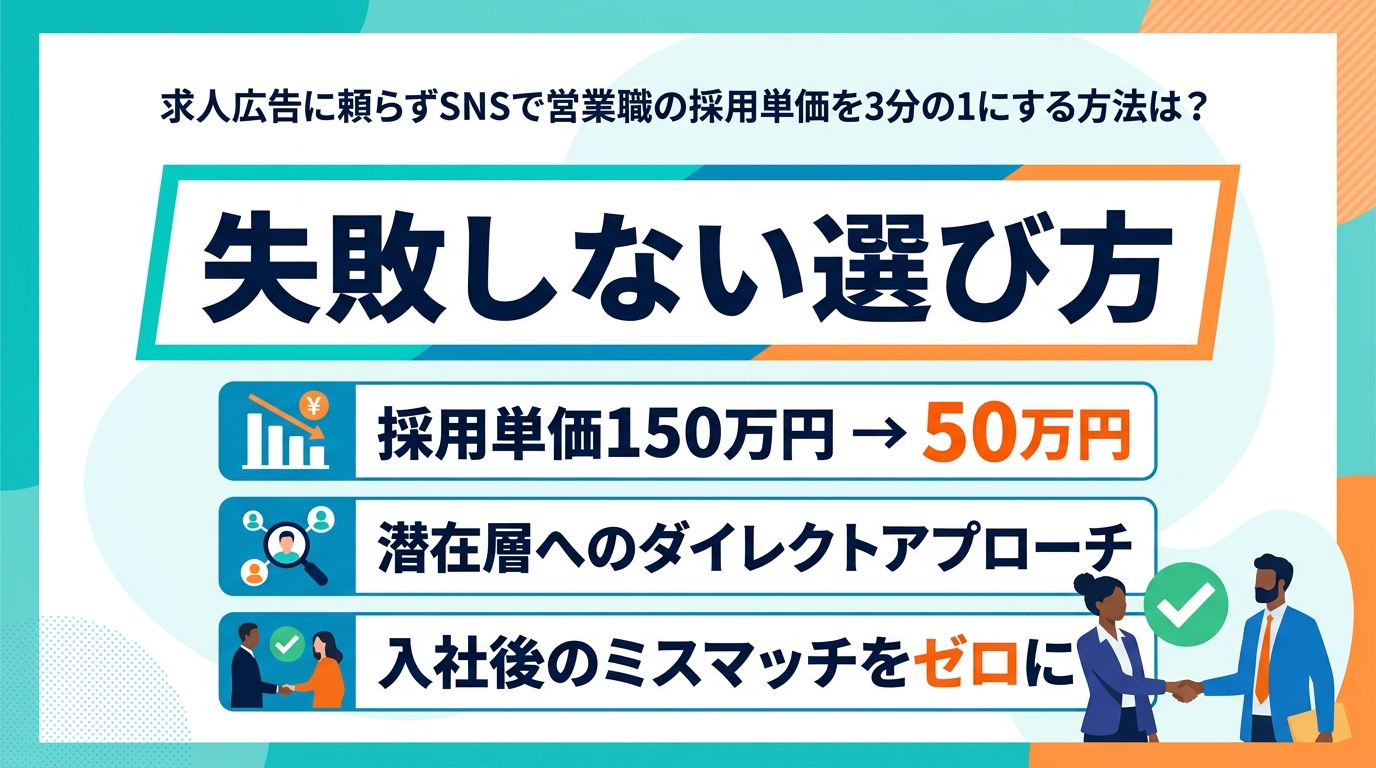 求人広告に頼らずSNSで営業職の採用単価を3分の1にする方法は?
