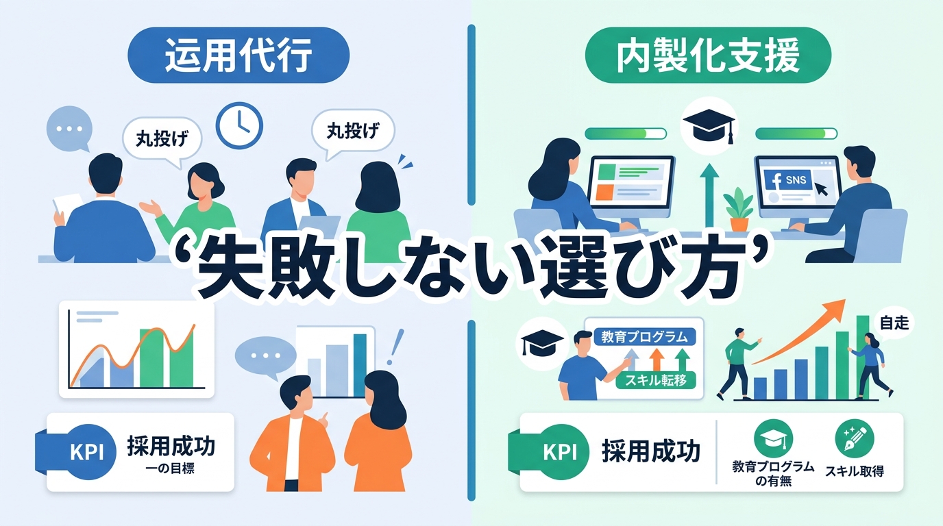 運用代行か内製化支援か?「脱エージェント」を実現するSNS採用パートナーの比較基準とは?