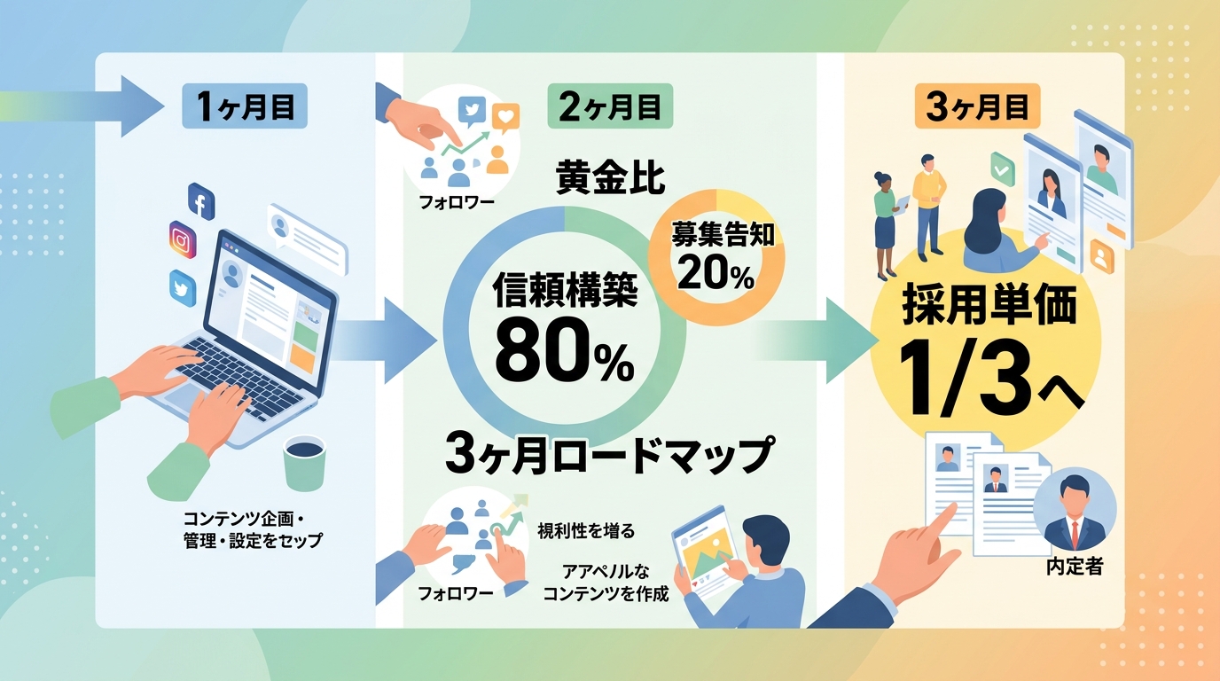 最小工数で採用単価を3分の1に抑えるSNS運用のロードマップとは？