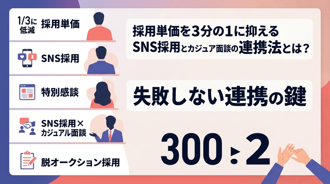 採用単価を3分の1に抑えるSNS採用とカジュアル面談の連携法とは？