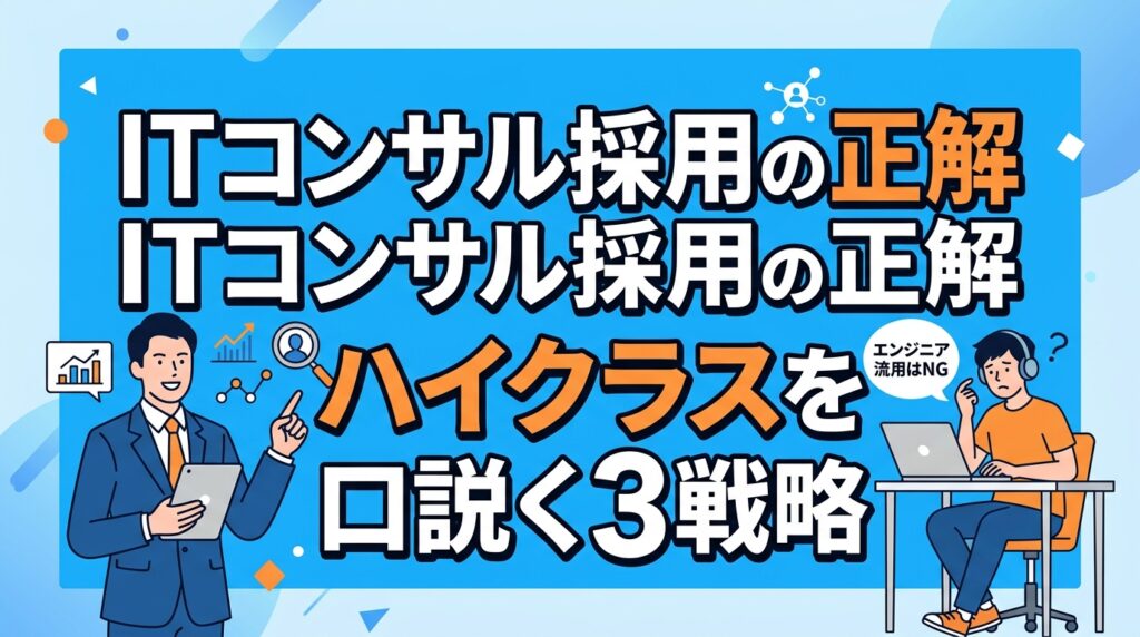 ITコンサル採用媒体比較｜エンジニア採用の流用はNG？ハイクラス層を口説く3つの戦略