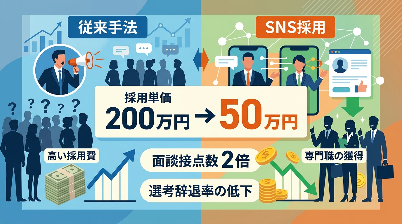 IT・エンジニア職の採用単価を50万円に抑えたSNS採用の成功事例とは？