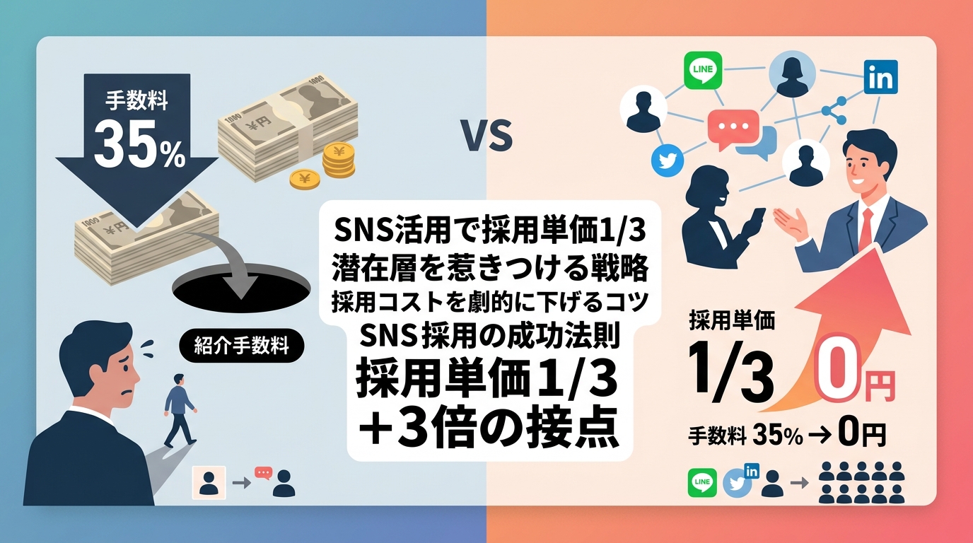SNS採用の導入で採用単価を3分の1に抑え接点数を3倍にする仕組みとは？