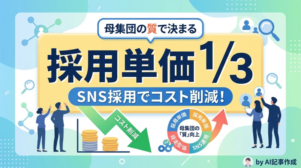 【採用単価1/3】母集団形成の質で採用コスト削減！自走型SNS採用の逆説的戦略