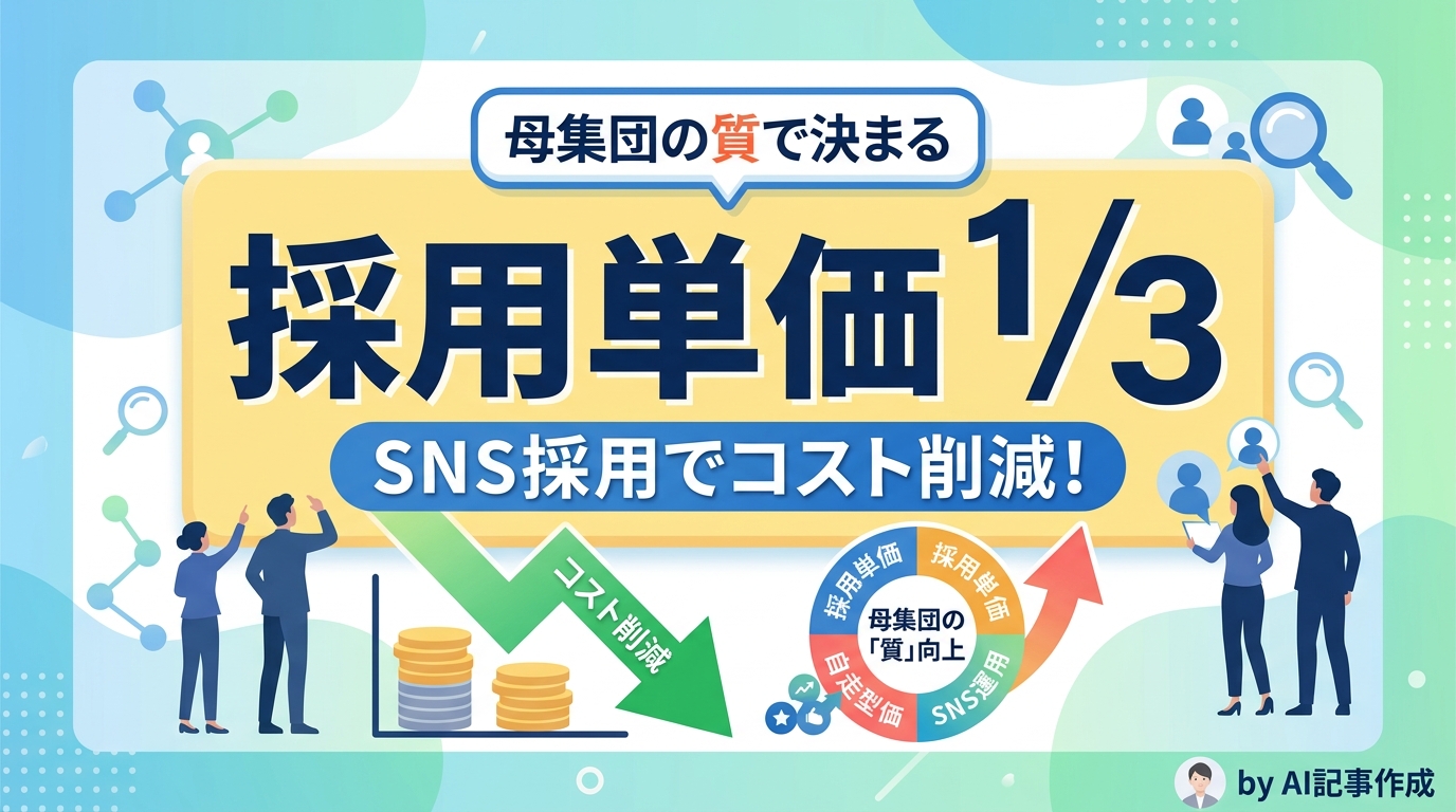 【採用単価1/3】母集団形成の質で採用コスト削減！自走型SNS採用の逆説的戦略