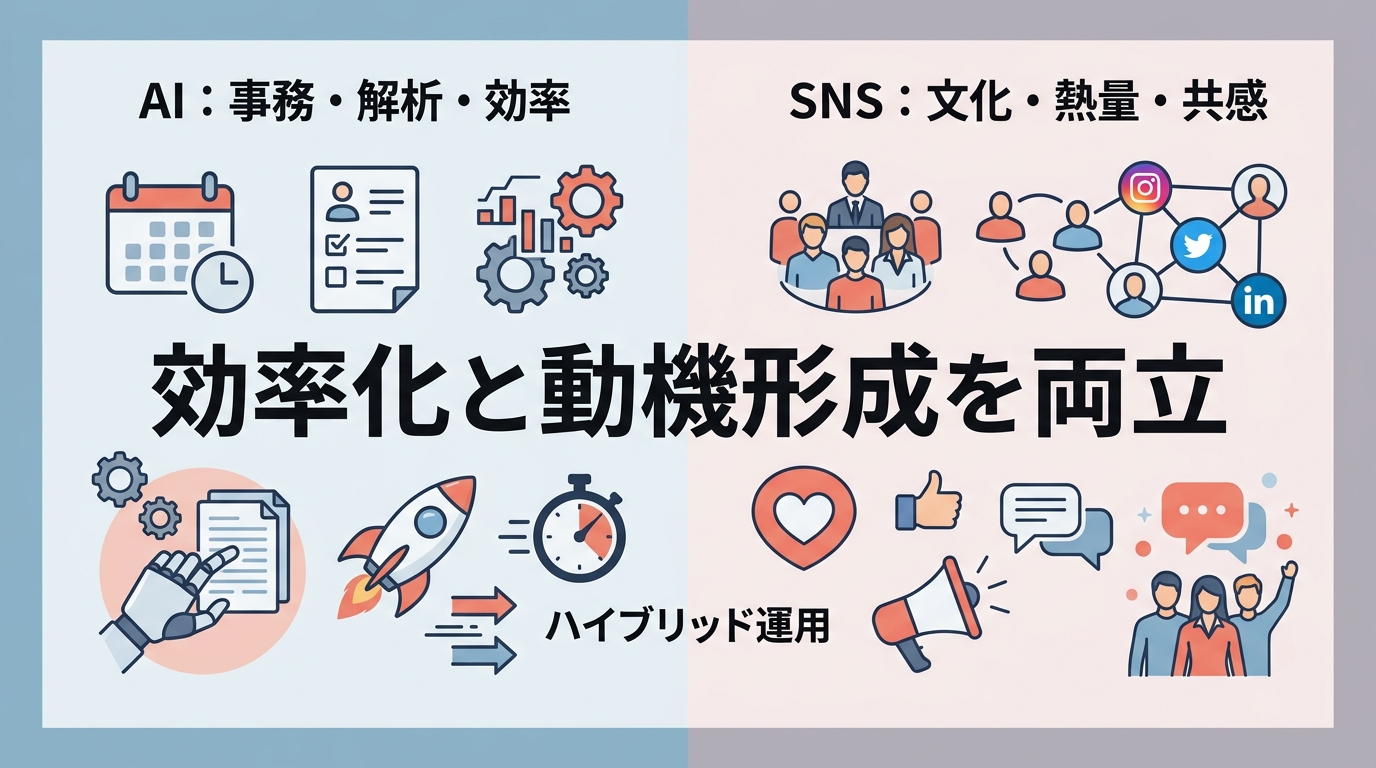 AIによる事務作業の自動化と、SNSを通じた候補者への動機形成をどう使い分けるのか?