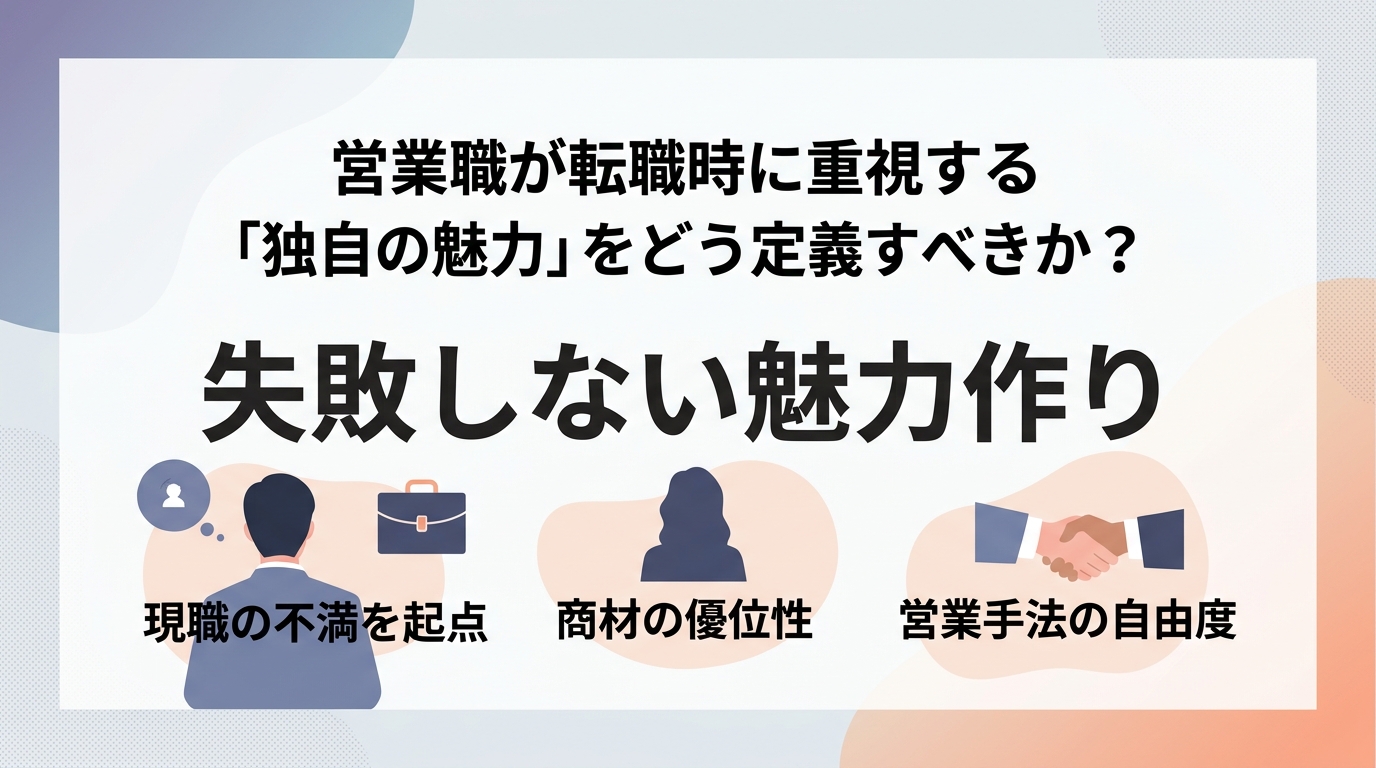 営業職が転職時に重視する「独自の魅力」をどう定義すべきか?