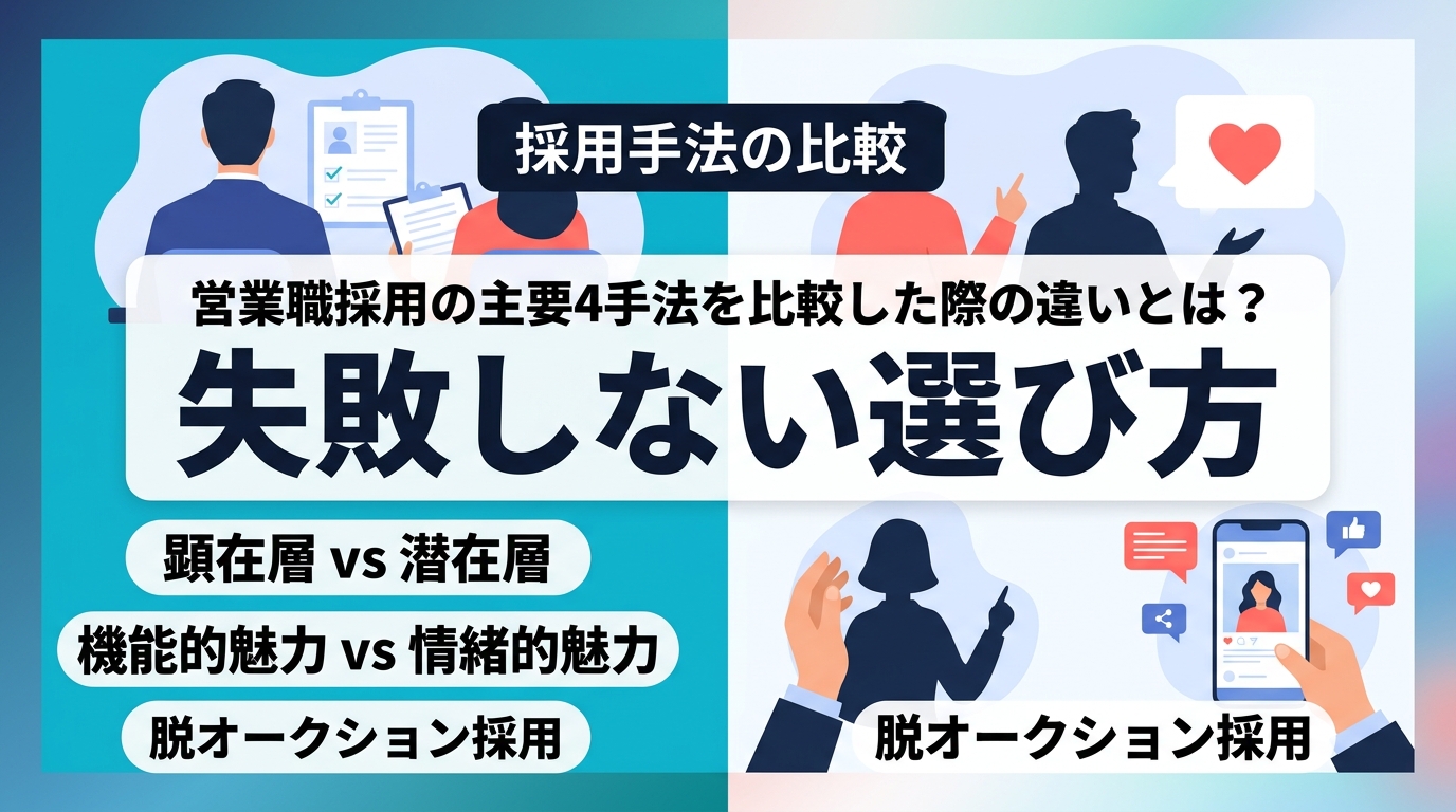 営業職採用の主要4手法を比較した際の違いとは?