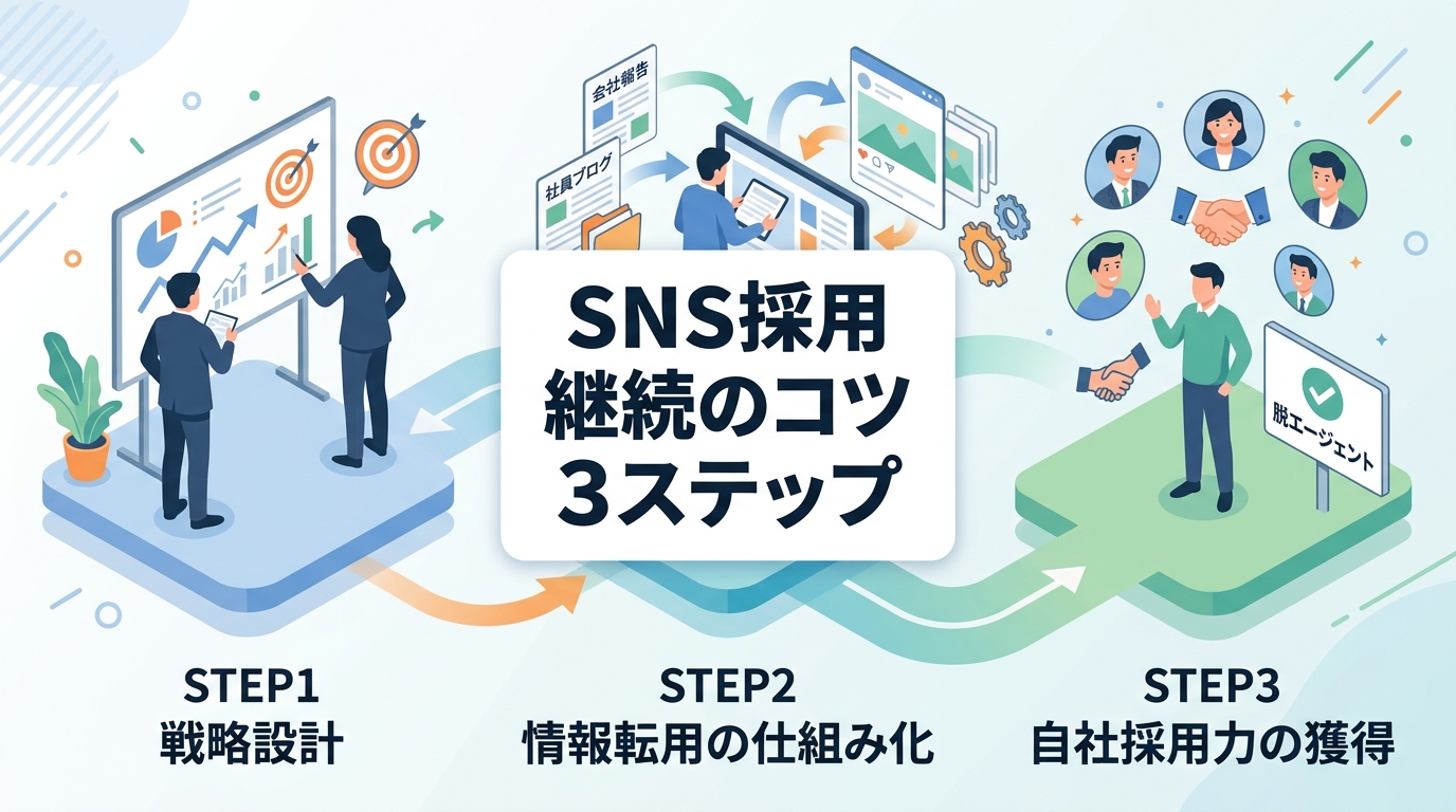 少ない工数でSNS採用を継続し、成果を出すための3つのステップとは?