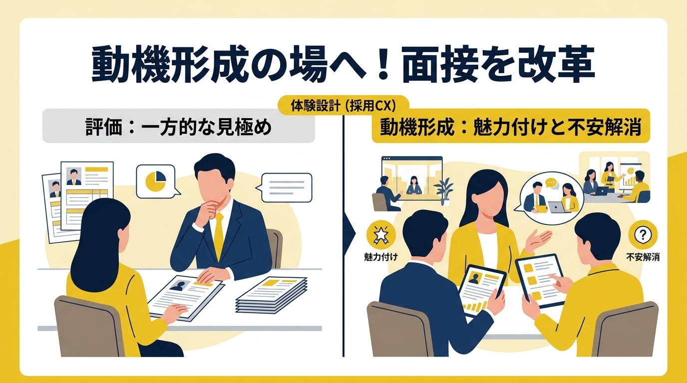 面接を「評価の場」から「志望度を高める動機形成の場」へ変えるには?