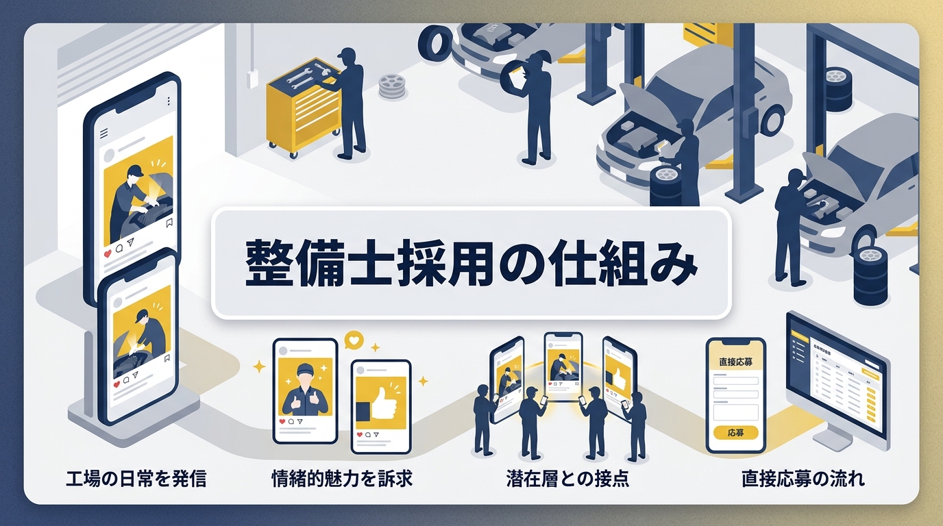 求人サイトにいない潜在層の整備士へSNSで直接アプローチする手順とは?