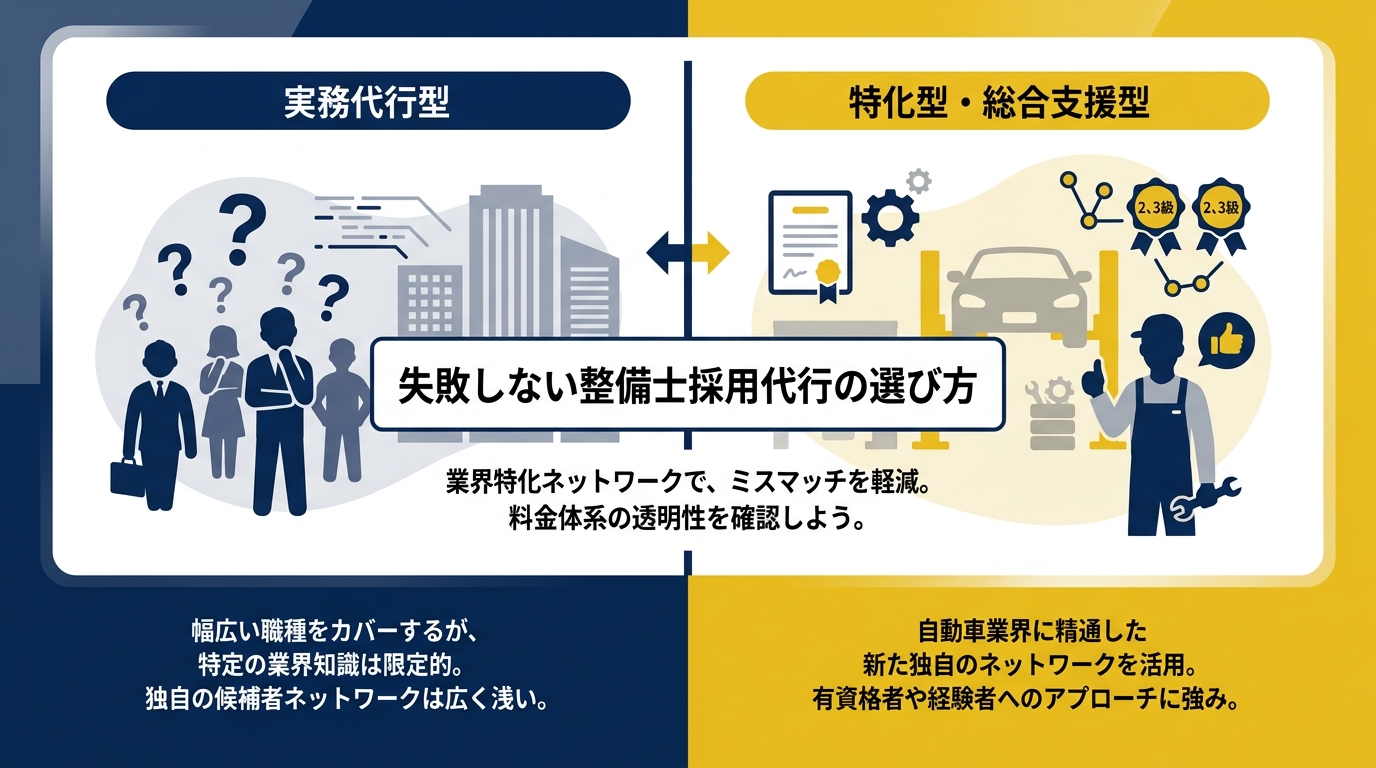 整備士に強い採用代行サービスを選ぶ比較基準とは何か?